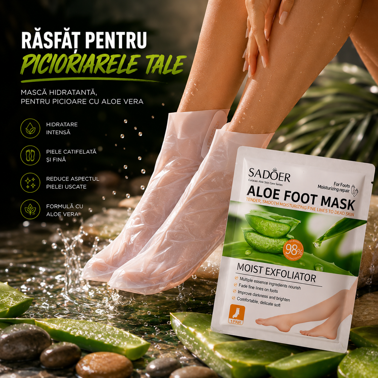 SADOER Mască pentru picioare cu Aloe Vera 35 g. SD05824