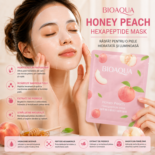 Masca facială Bioaqua  hidratantă cu piersică și hexapeptide BQY87549