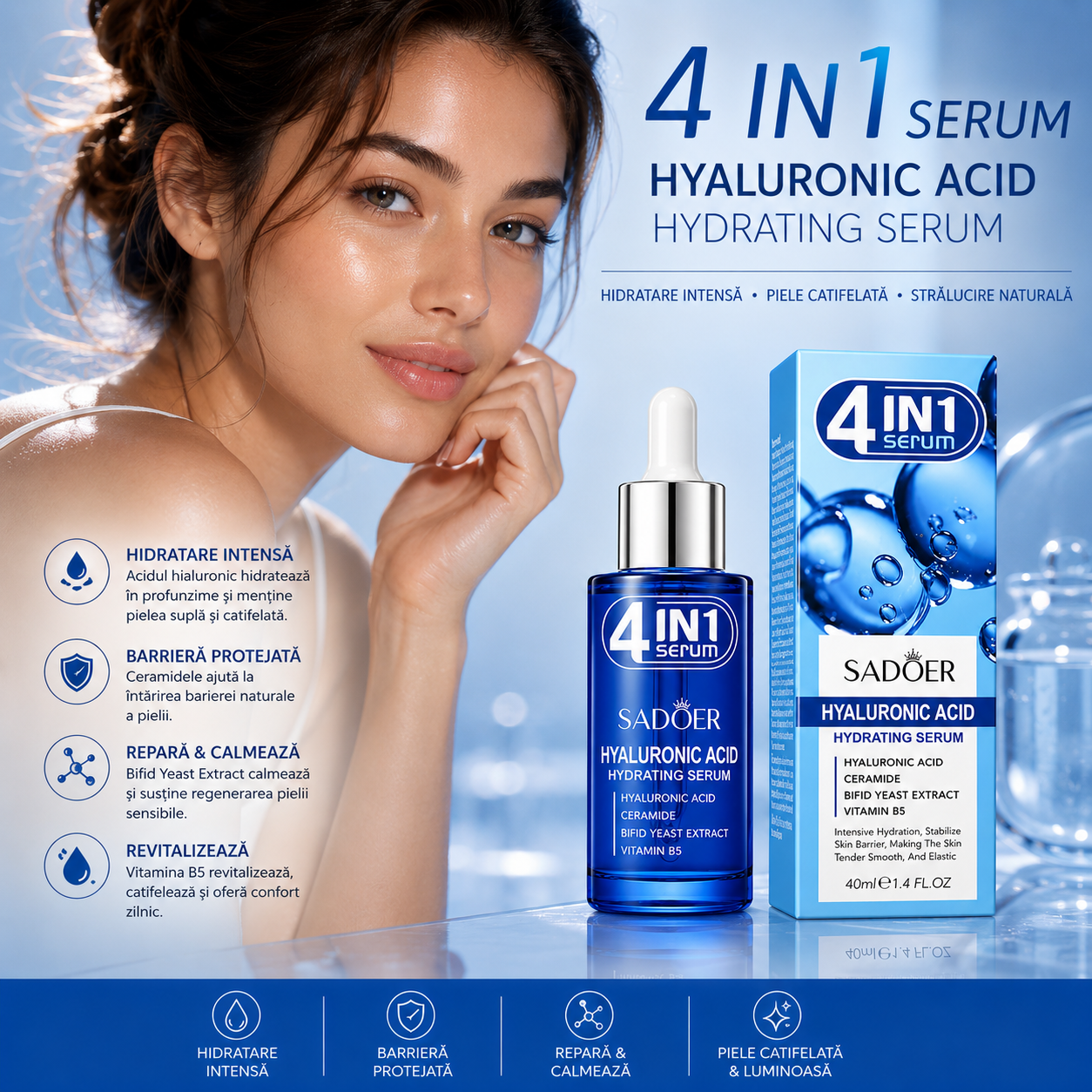 SADOER Hyaluronic Acid Hydrating Serum 4in1 40ml