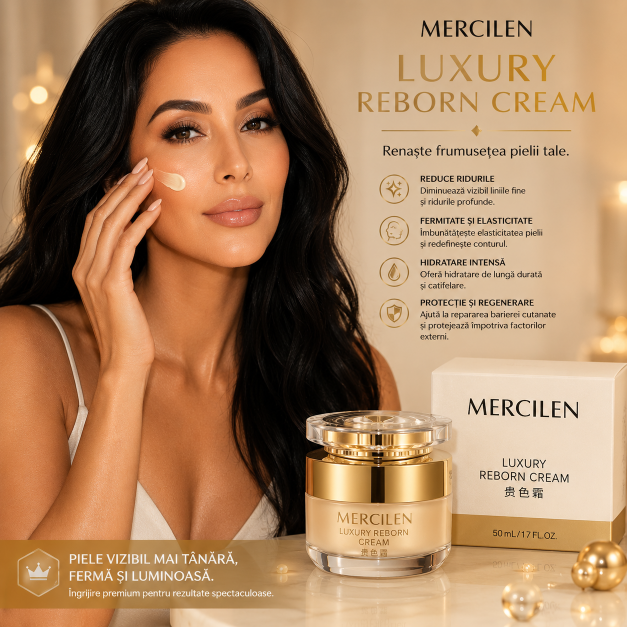 Mercilen Cremă facială fermitate cu colagen și extract de icre 50 g  MXL1469