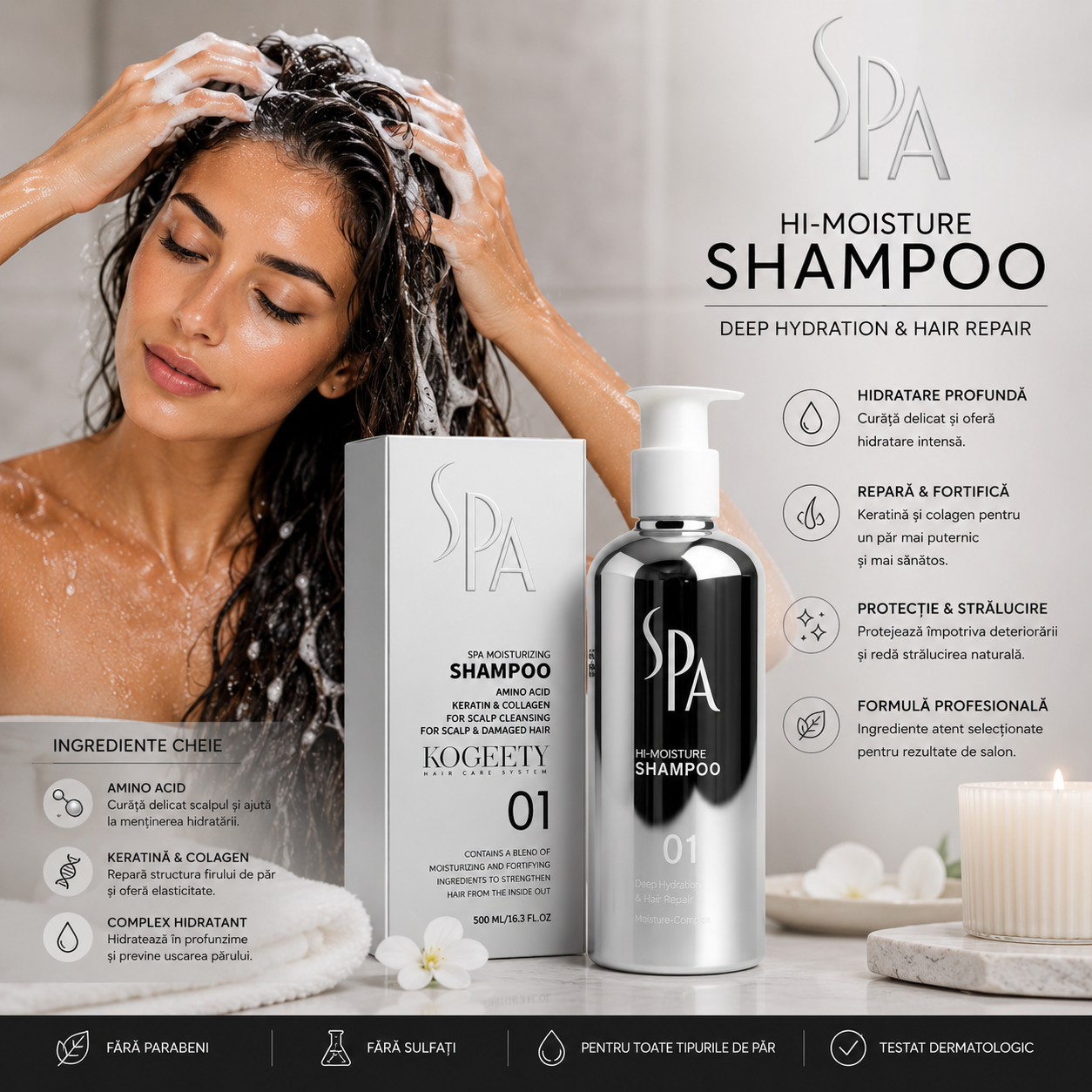 Șampon KOGEEYY SPA Moisturizing cu Keratina și Collagen 500ml