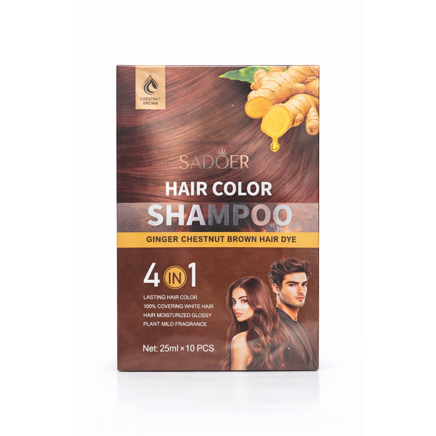 Șampon colorant Șaten SADOER Hair Color Shampoo Ginger Chestnut Brown SD12488