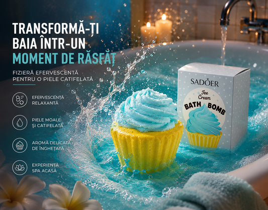 Bomba de baie SADOER Bath Bomb în formă de MUFFIN – albastră 🧁