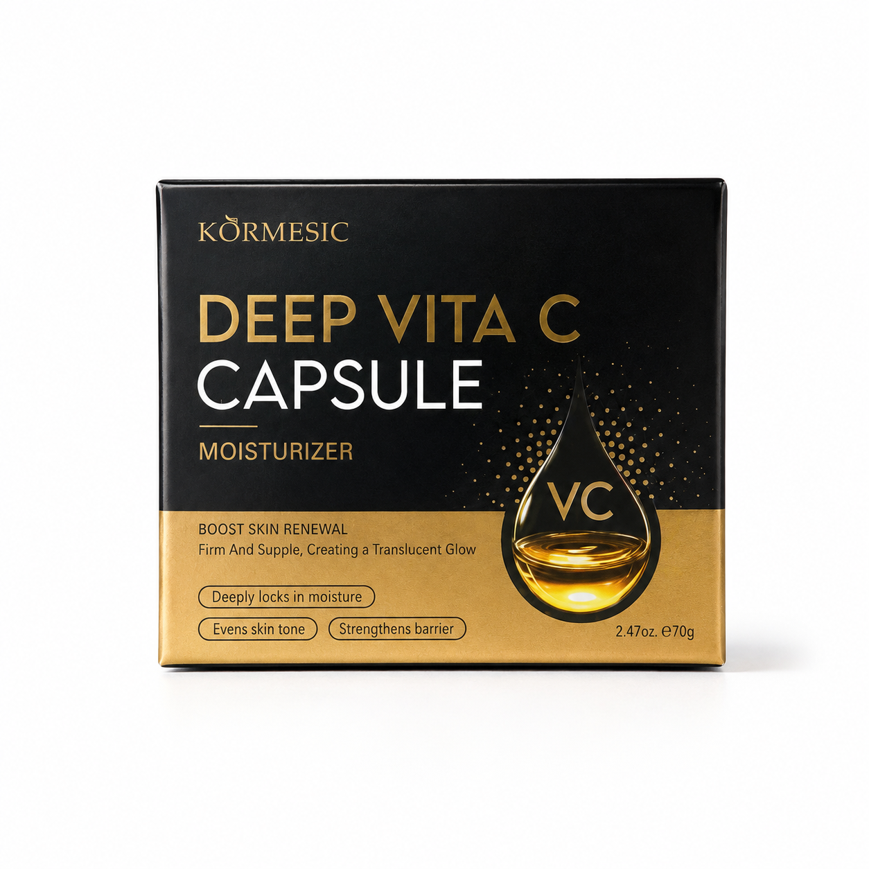 KORMESIC DEEP VITA C CAPSULE MOISTURIZER – CREMĂ HIDRATANTĂ CU VITAMINA C, NIACINAMIDĂ ȘI ALPHA-ARBUTIN, 70 G KMC510045