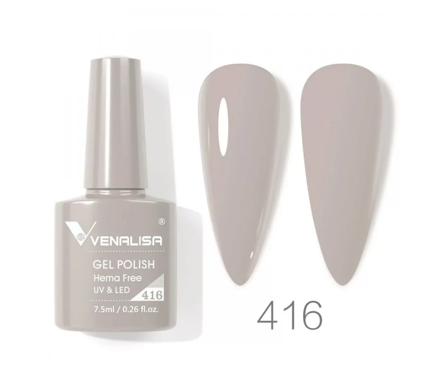 Venalisa gel polish 416 bottle with beige nail color samples, UV LED hema free, import cosmetice
