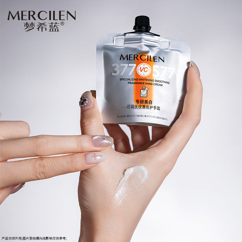 MERCILEN Cremă de Mâini Iluminatoare 377 VC 577 cu Vitamina C – Hidratare, Netezire și Îngrijire Anti-Pete-4x30g – MXL6860