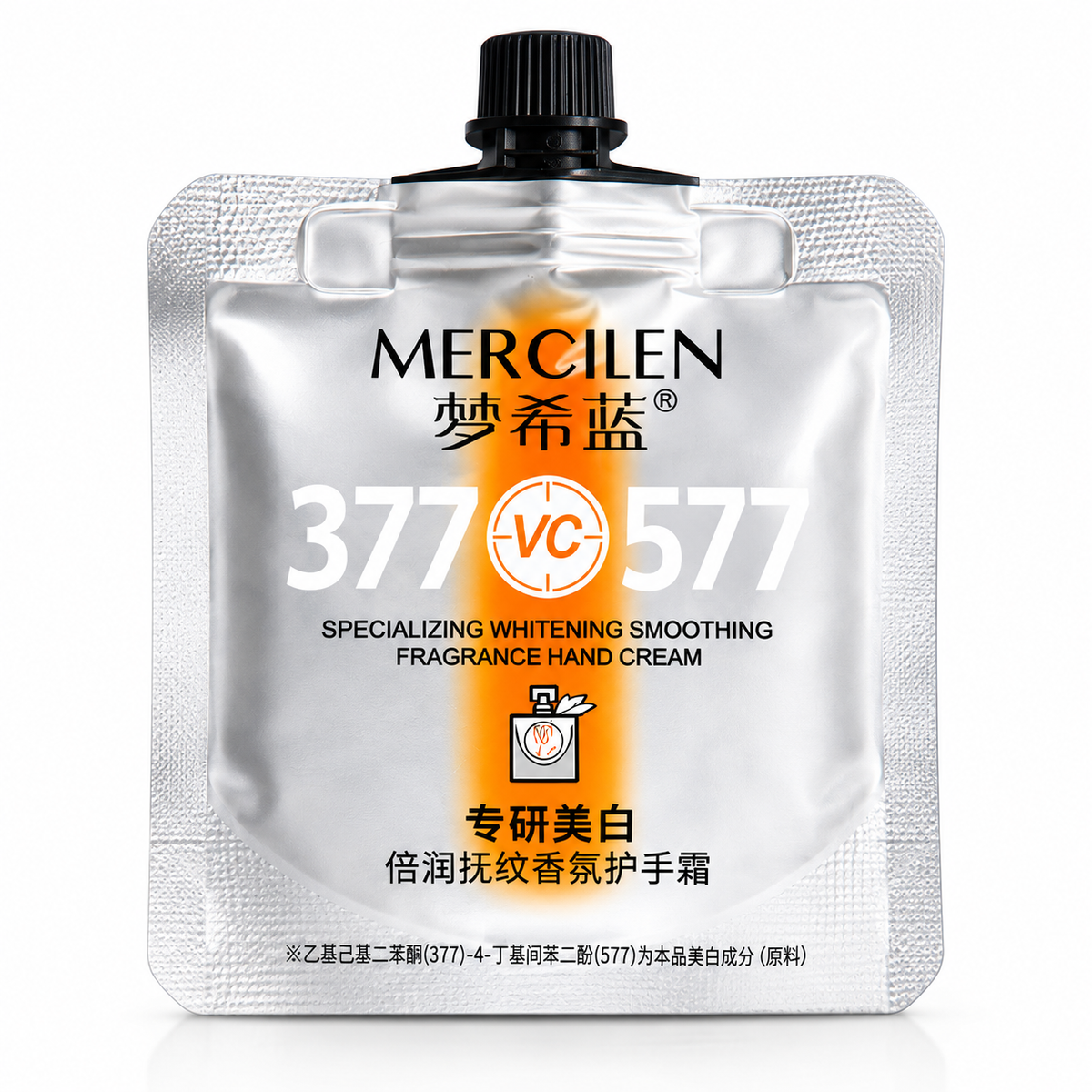 MERCILEN Cremă de Mâini Iluminatoare 377 VC 577 cu Vitamina C – Hidratare, Netezire și Îngrijire Anti-Pete-4x30g – MXL6860