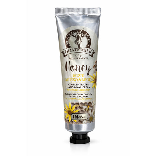Goat's milk honey hand and nail cream tube with flower and honeycomb design, IMPORT COSMETICE